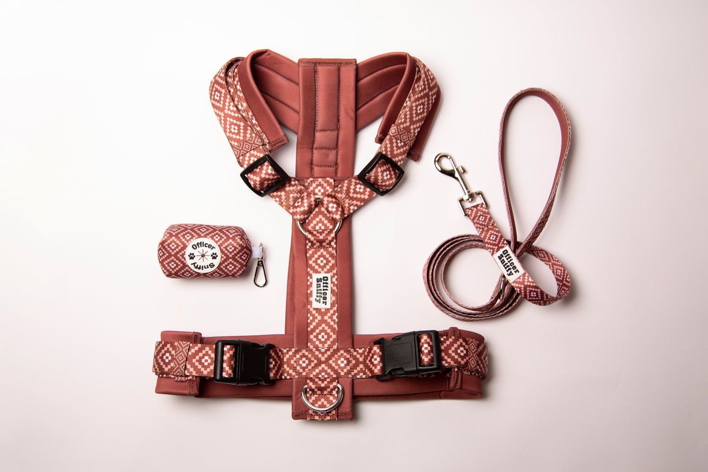 Y-Geschirr / Brustgeschirr braun rostrot gemustert