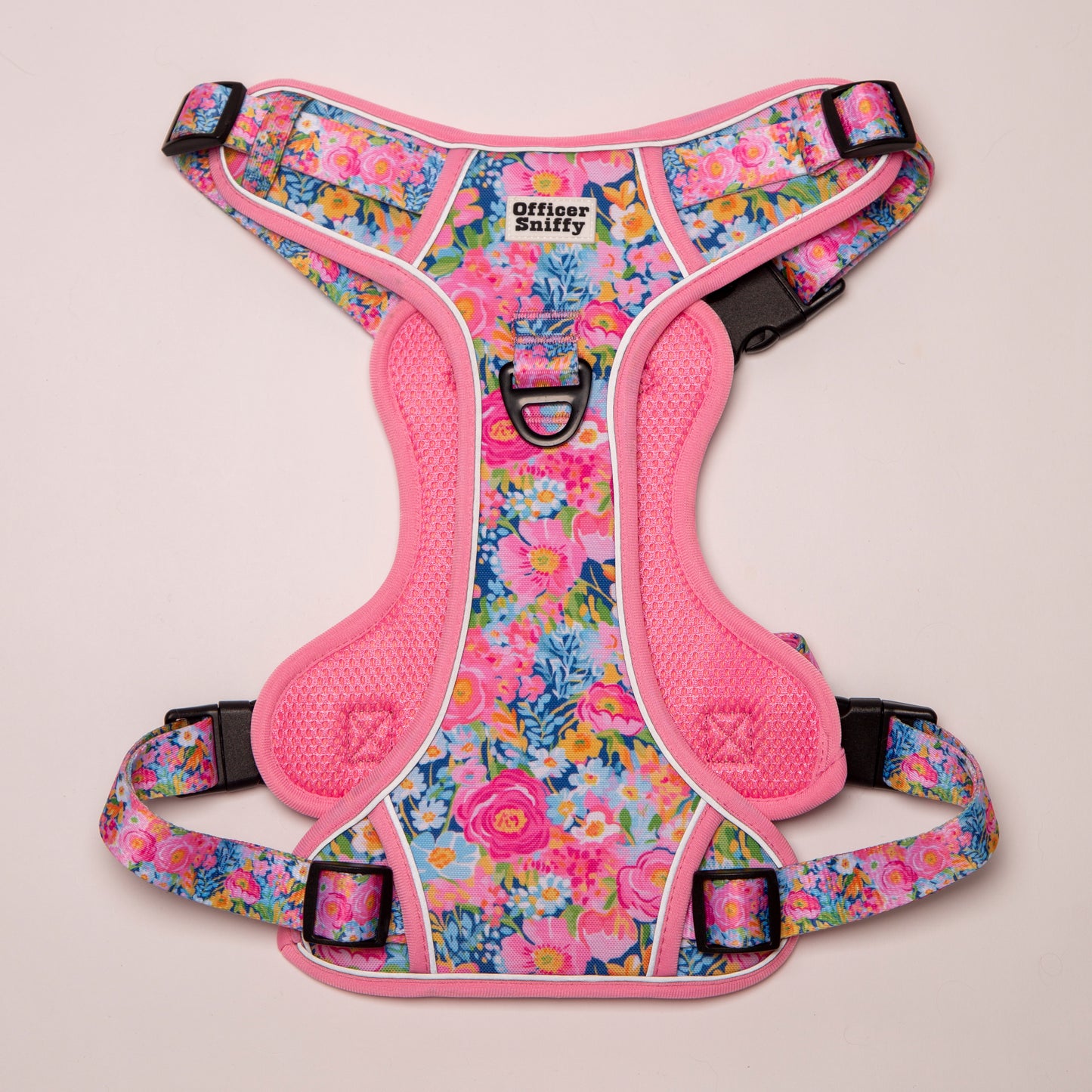 Hundegeschirr Blumen rosa Brustgeschirr mit Griff