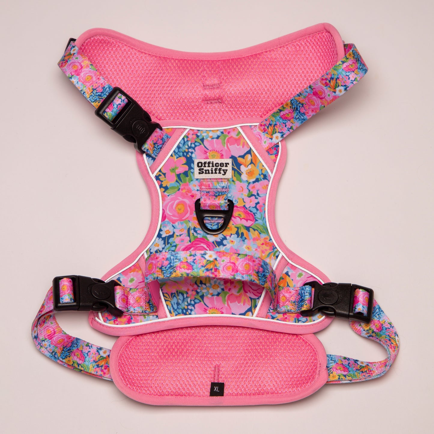 Hundegeschirr Blumen rosa Brustgeschirr mit Griff