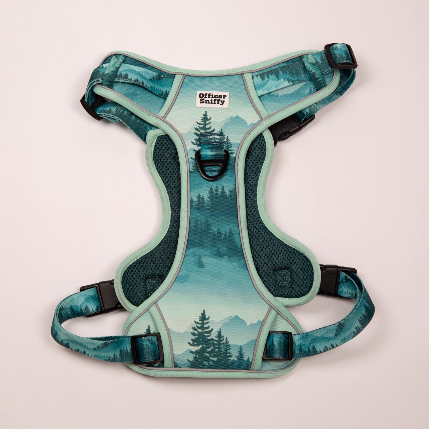 Hundegeschirr Wald Berge grün Brustgeschirr mit Griff