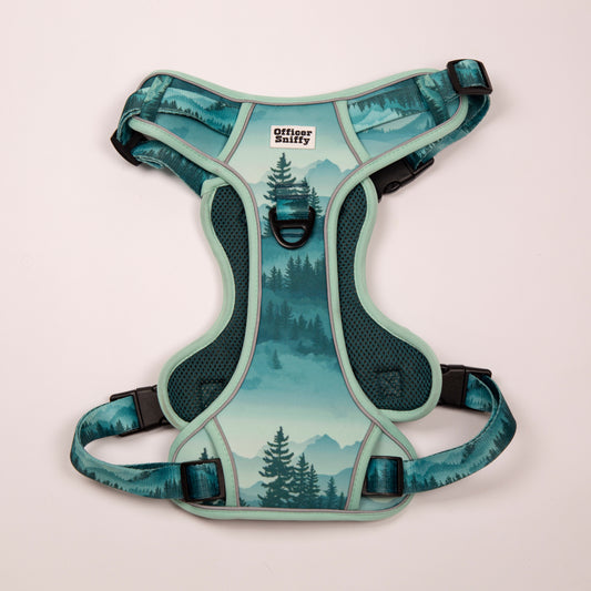 Hundegeschirr Wald Berge grün Brustgeschirr mit Griff