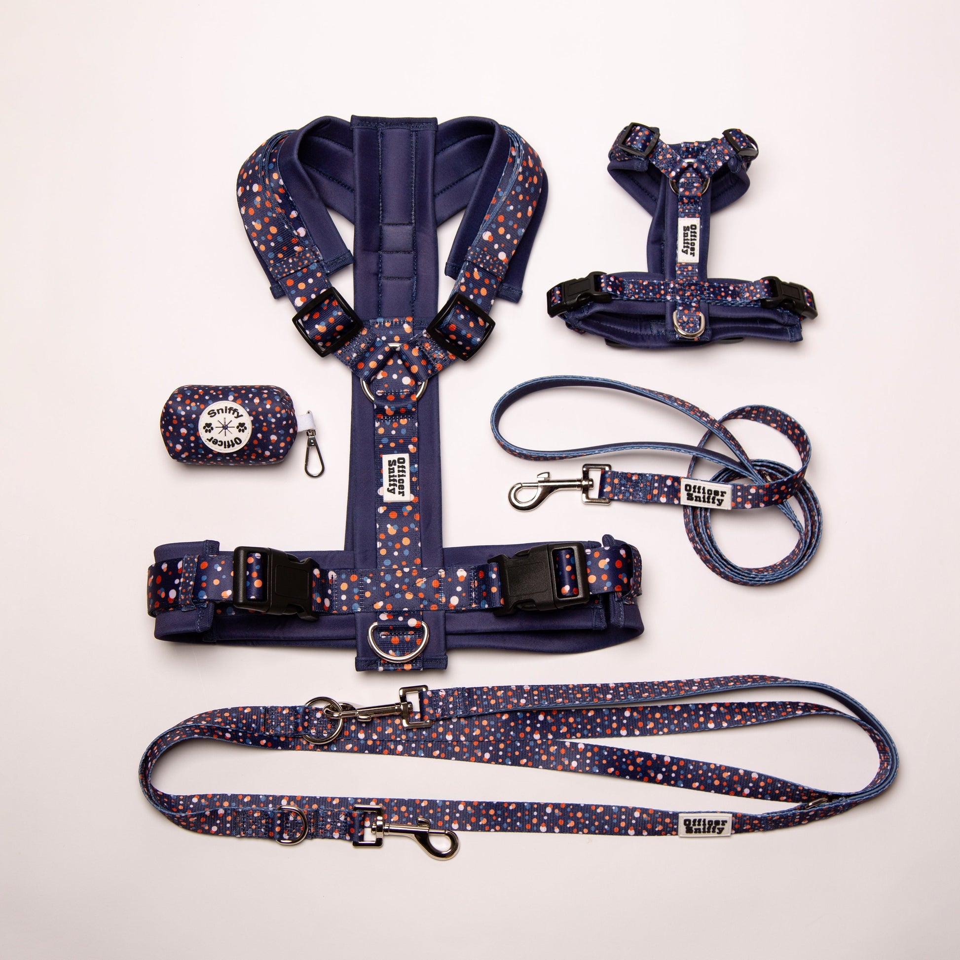 Y-Geschirr blau gepunktet