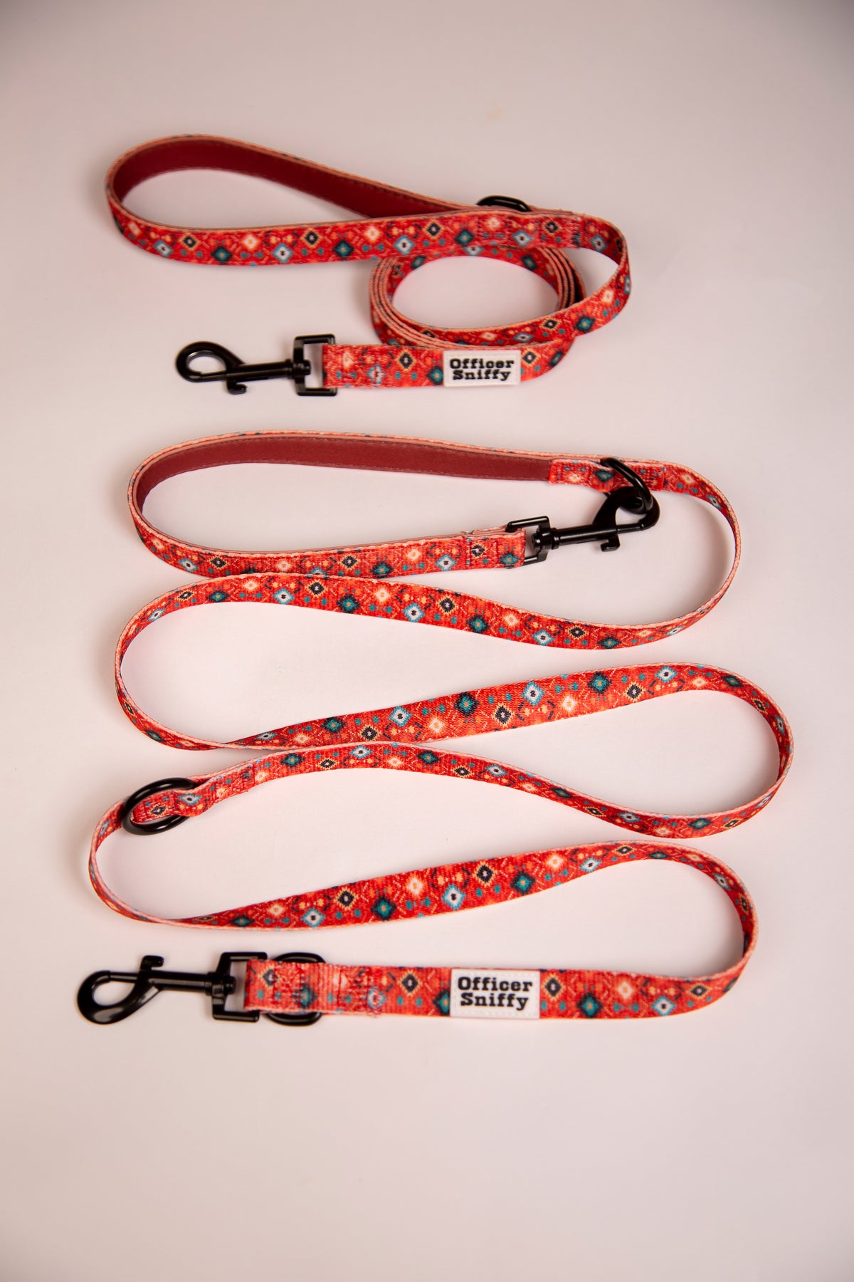 Hundegeschirr geometrisches Ethno Muster rot orange türkis