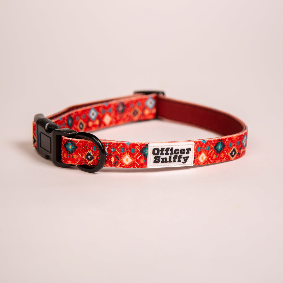 Hundehalsband rot orange geometrisches Muster gepolstert