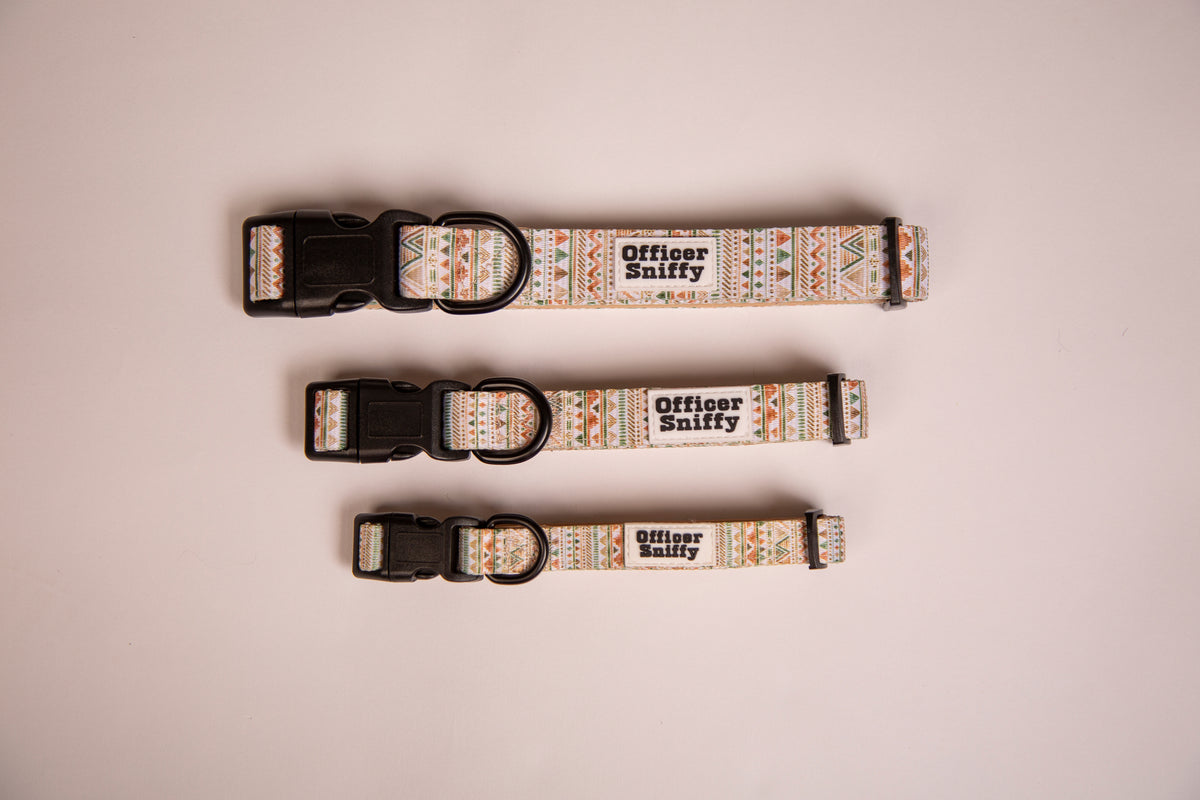 Hundehalsband beige sand geometrisches Muster gepolstert