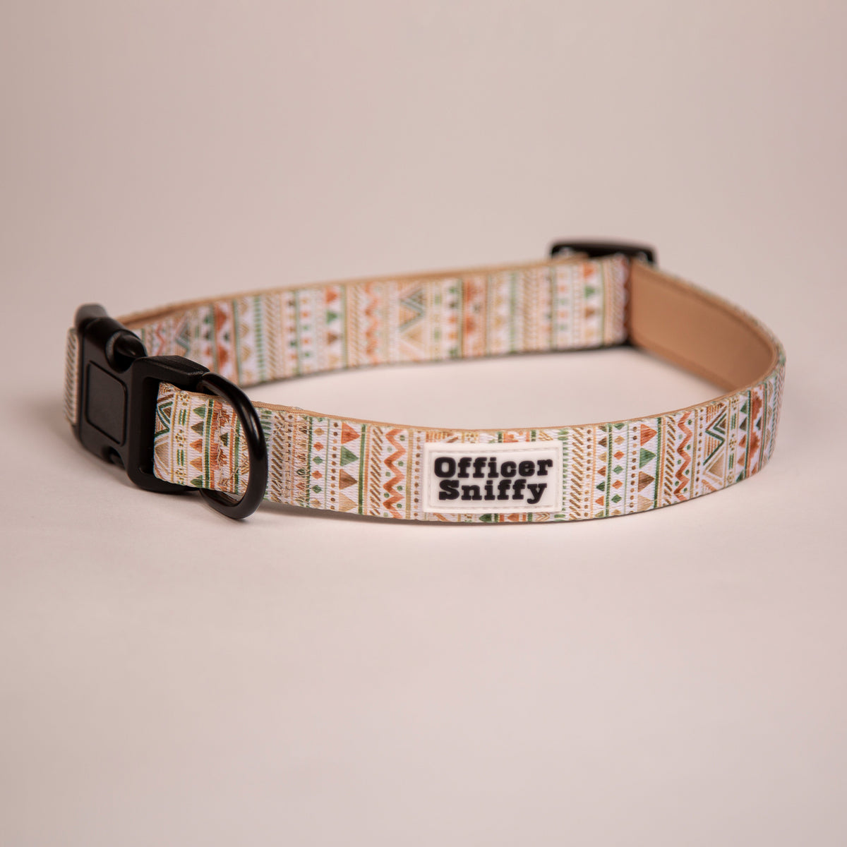 Hundehalsband beige sand geometrisches Muster gepolstert