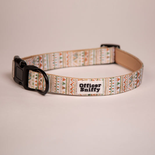 Hundehalsband beige sand geometrisches Muster gepolstert