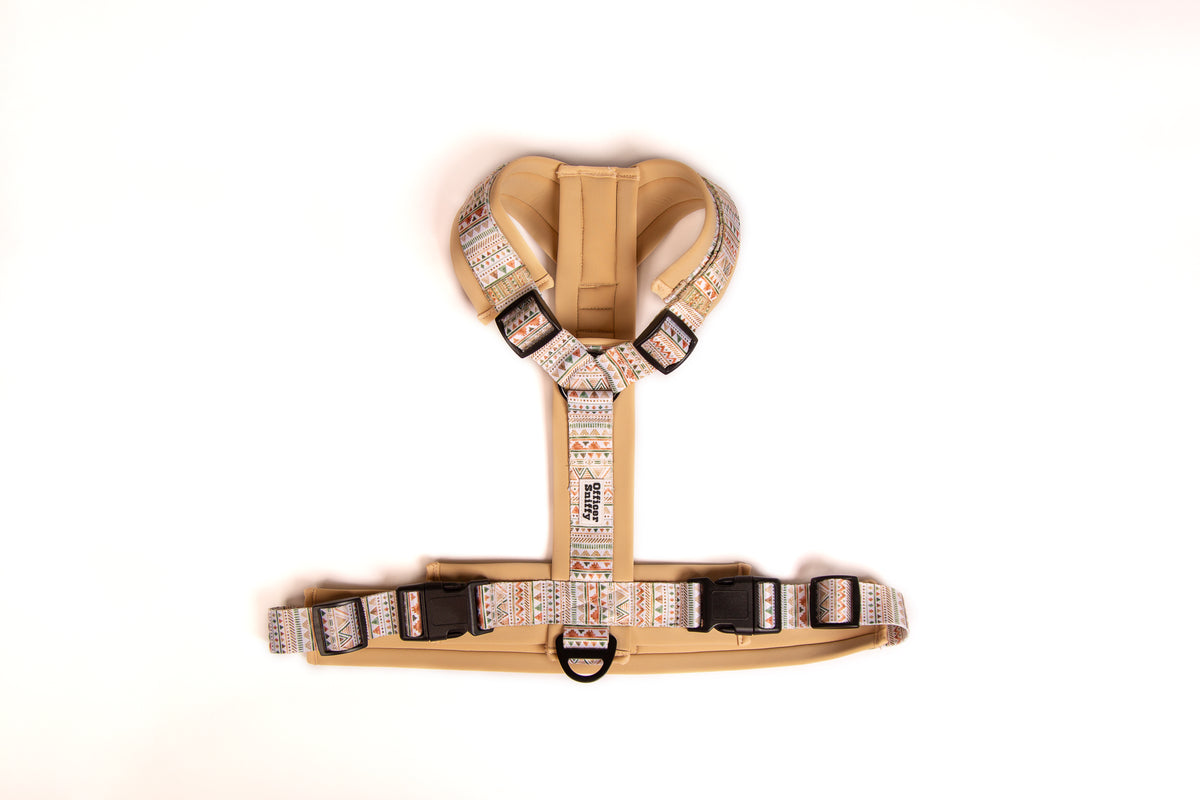 Y-Hundegeschirr / Brustgeschirr beige sand gemustert boho