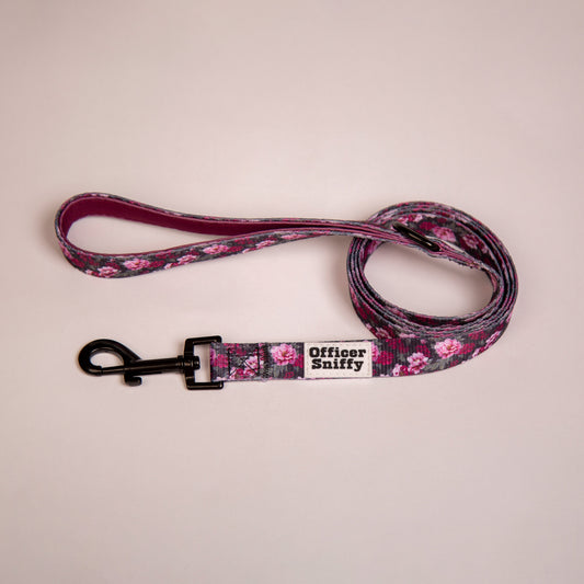 Hundeleine lila rosa Blumenmuster 1,5m Länge