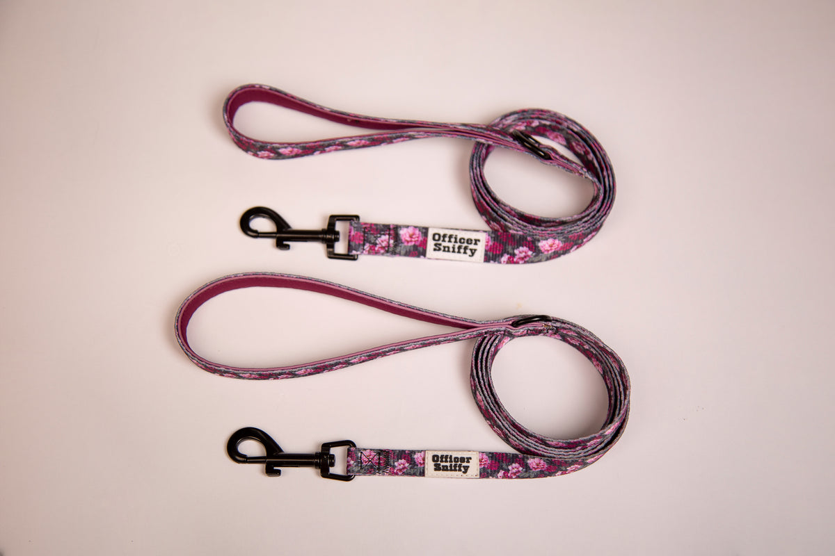 Hundeleine lila rosa Blumenmuster 1,5m Länge