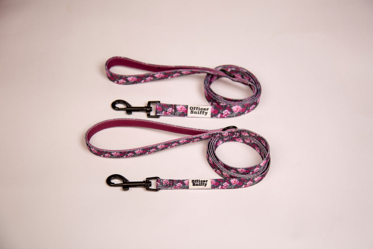 Hundeleine lila rosa Blumenmuster 1,5m Länge