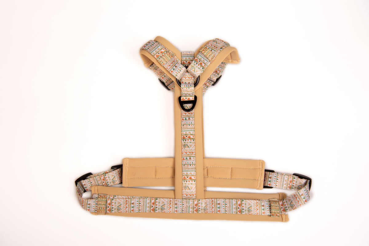 Y-Hundegeschirr / Brustgeschirr beige sand gemustert boho
