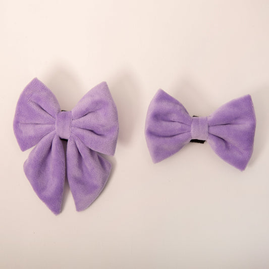 Hundeschleife Samt flieder lila