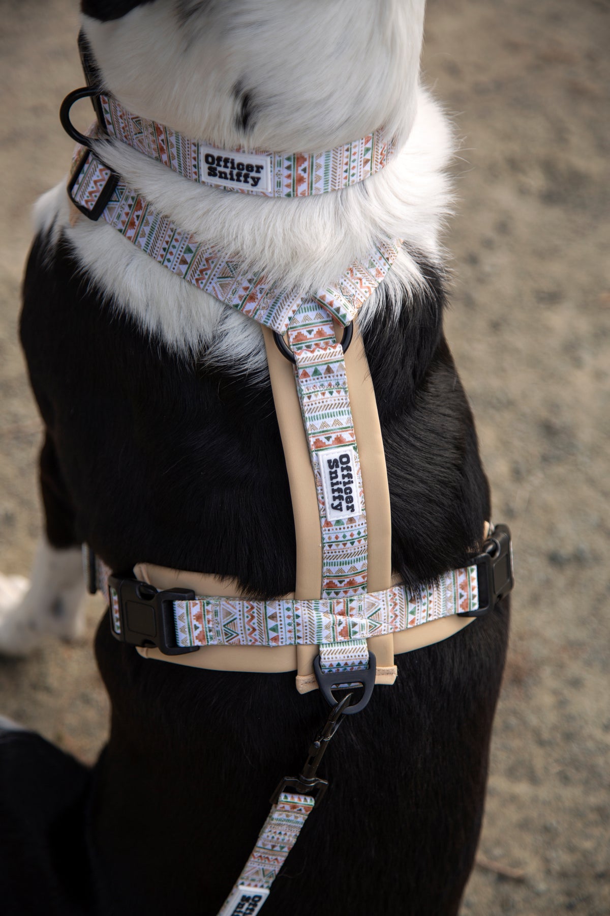 Y-Hundegeschirr / Brustgeschirr beige sand gemustert boho